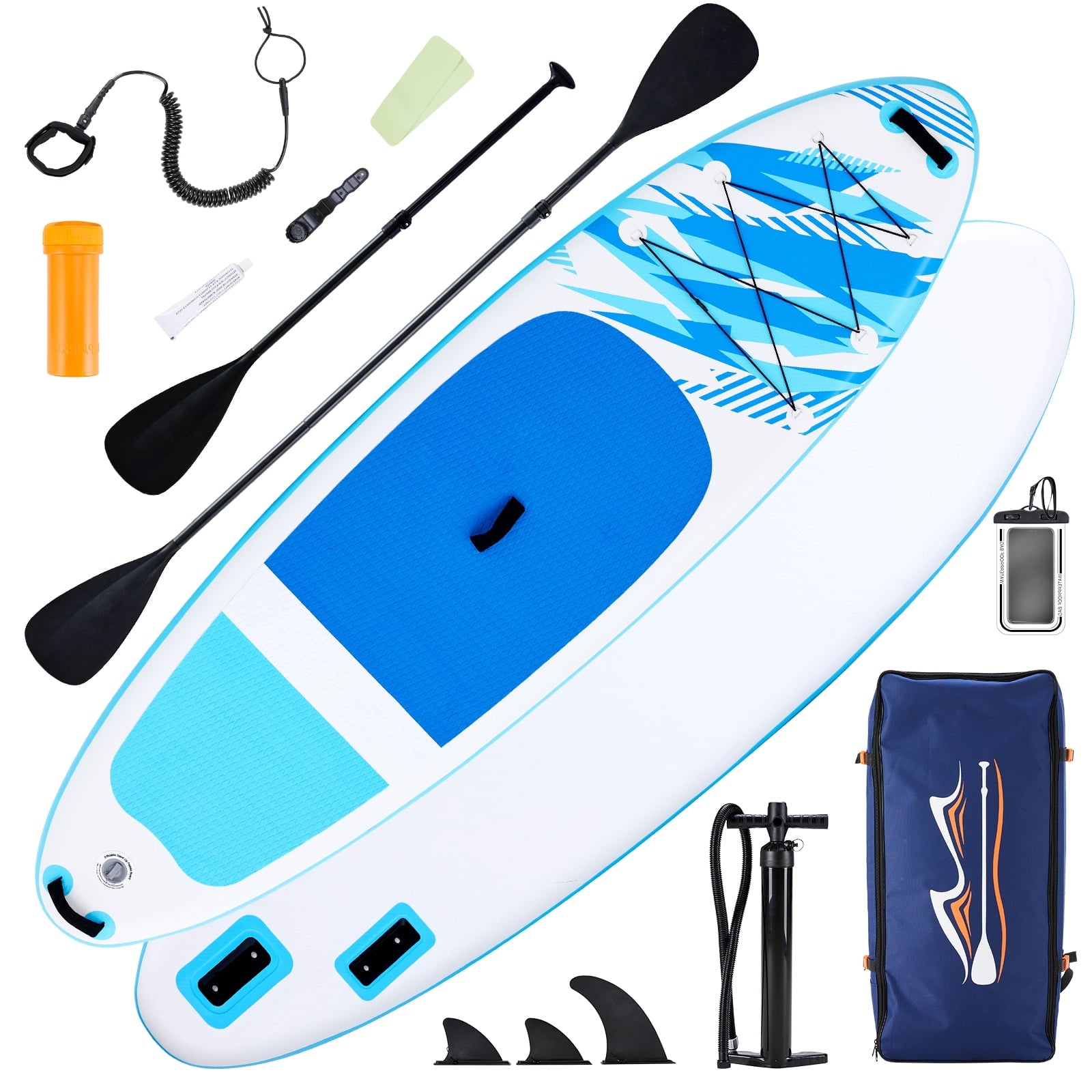 TINKLE WELL Inflatable Stand Up Paddle Board (SUP) Kit, Ultra-Stable Wide Design w/Non-Slip Deck & 2-in-1 Adjustable Paddle, Complete Set for Beginners/Experts, Youth & Adults, Organe