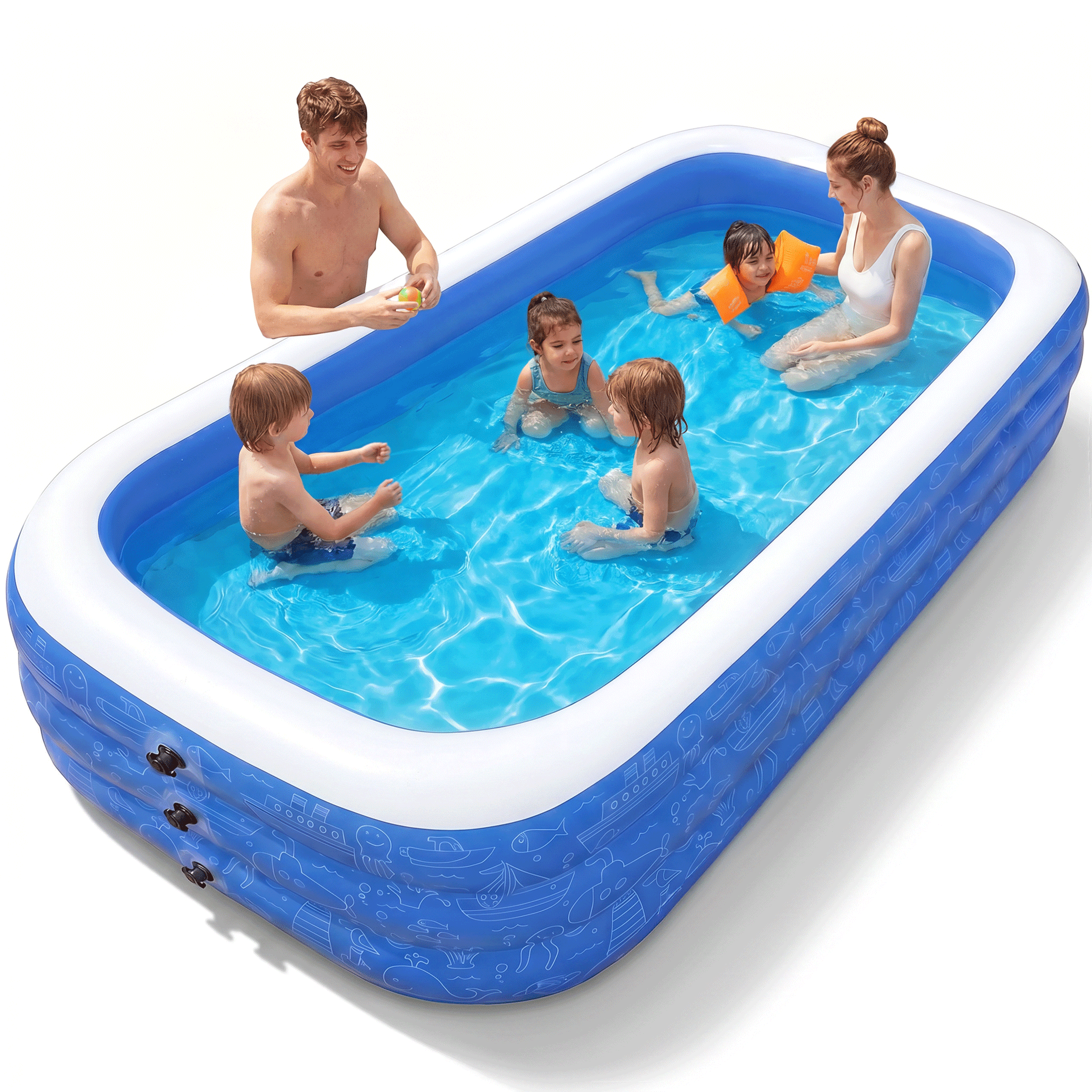 TaoTronics Inflatable Swimming Pools, 120'' x 72'' x 20'' Blow up Swimming Pools, Kiddie Pool Large Size Thickened Blow up Swimming Pools Play Center for Kids Children Family Outdoor Garden Backyard