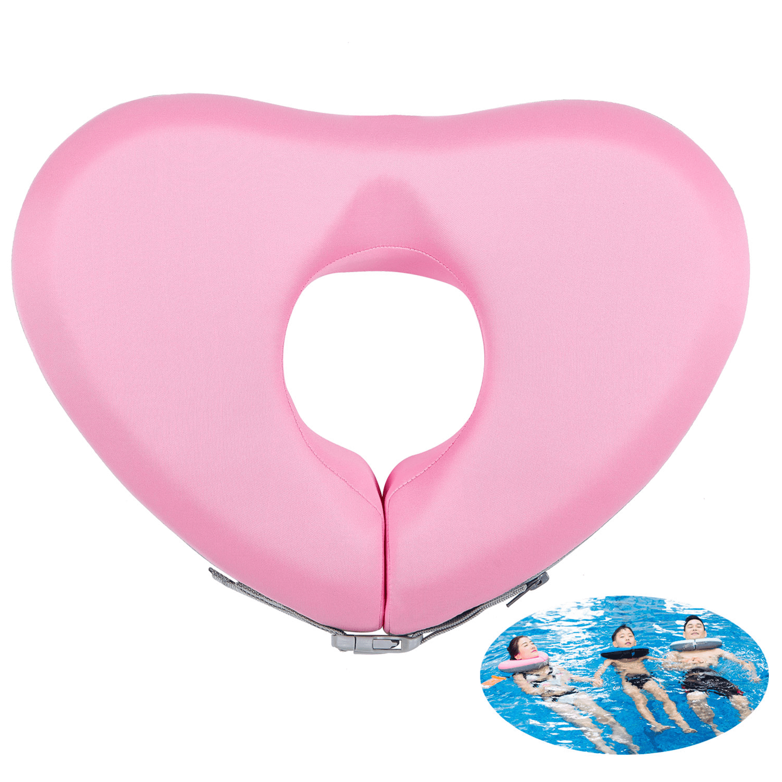 Ueasy Love Shaped Swimming Pool Floating with Locking Collar for Arm Release Training on Water Fun Neck Swimming Ring for Teens and Adults