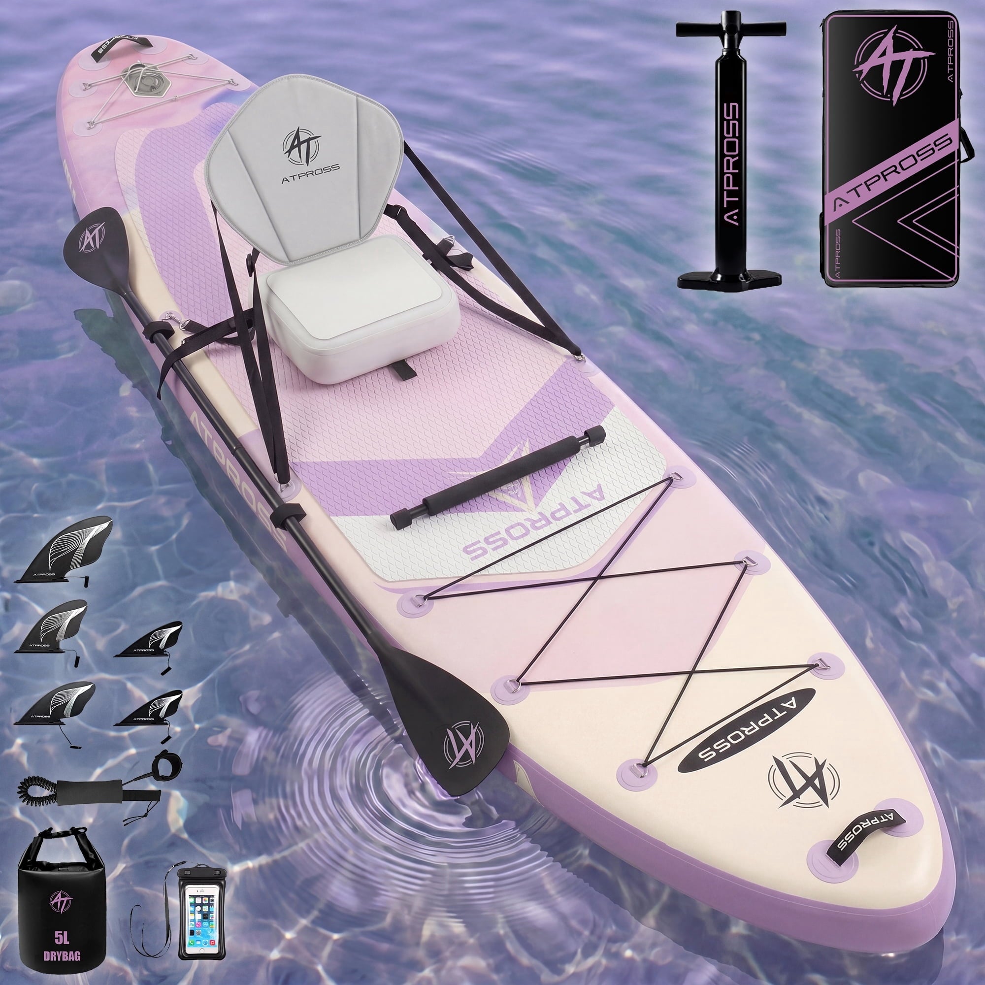 Ultifit Inflatable Paddle Board Extra Wide 500 Lbs Capacity Anti-Slip Design with SUP Accessories and Seat 12' x 36