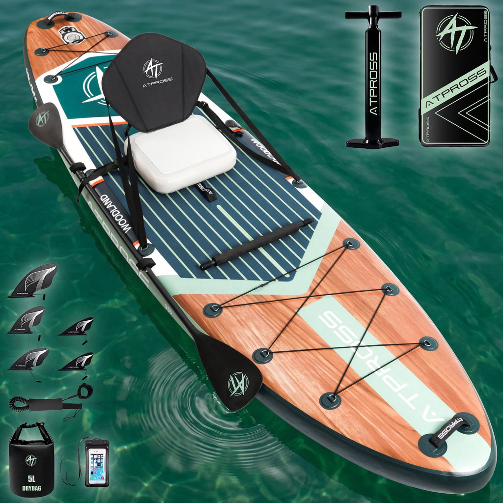 Ultifit Inflatable Paddle Board Extra Wide 500 Lbs Capacity Anti-Slip Design with SUP Accessories and Seat 12' x 36