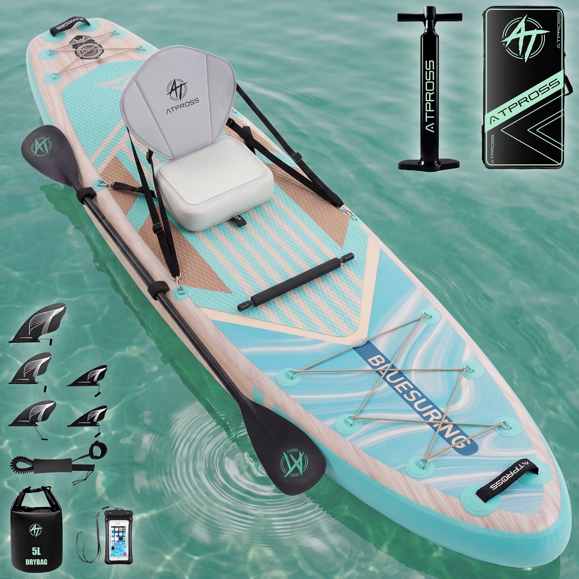 Ultifit Inflatable Paddle Board Extra Wide 500 Lbs Capacity Anti-Slip Design with SUP Accessories and Seat 12' x 36