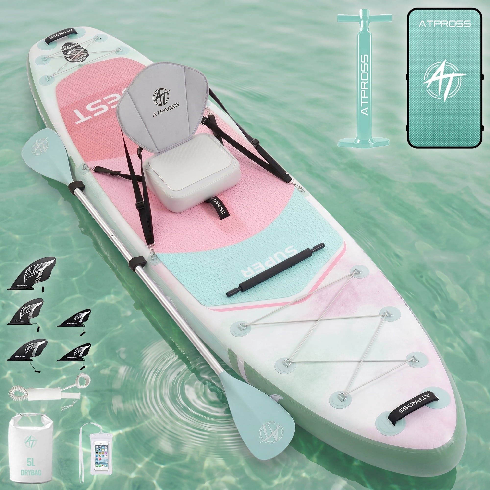 Ultifit Inflatable Paddle Board Extra Wide 500 Lbs Capacity Anti-Slip Design with SUP Accessories and Seat 12' x 36