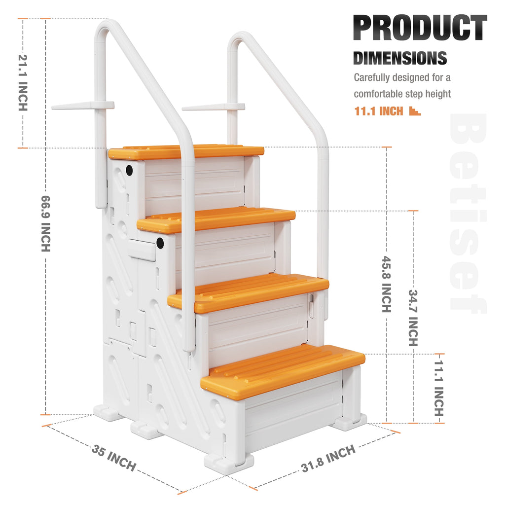 Betisef Pool Ladder above Ground, Heavy Duty 4-Step Pool Ladder with Dual Handrails and Non-Slip Steps, 500 LBS Load Capacity, for 46-58 Inch