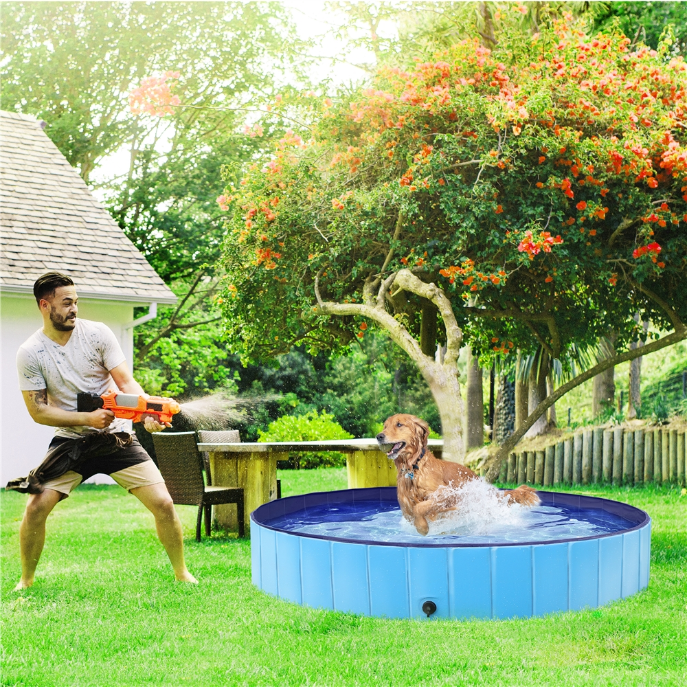 Yaheetech Portable PVC Swimming Pool with Non-slip Bottom for Dogs Cats, XXL, Blue