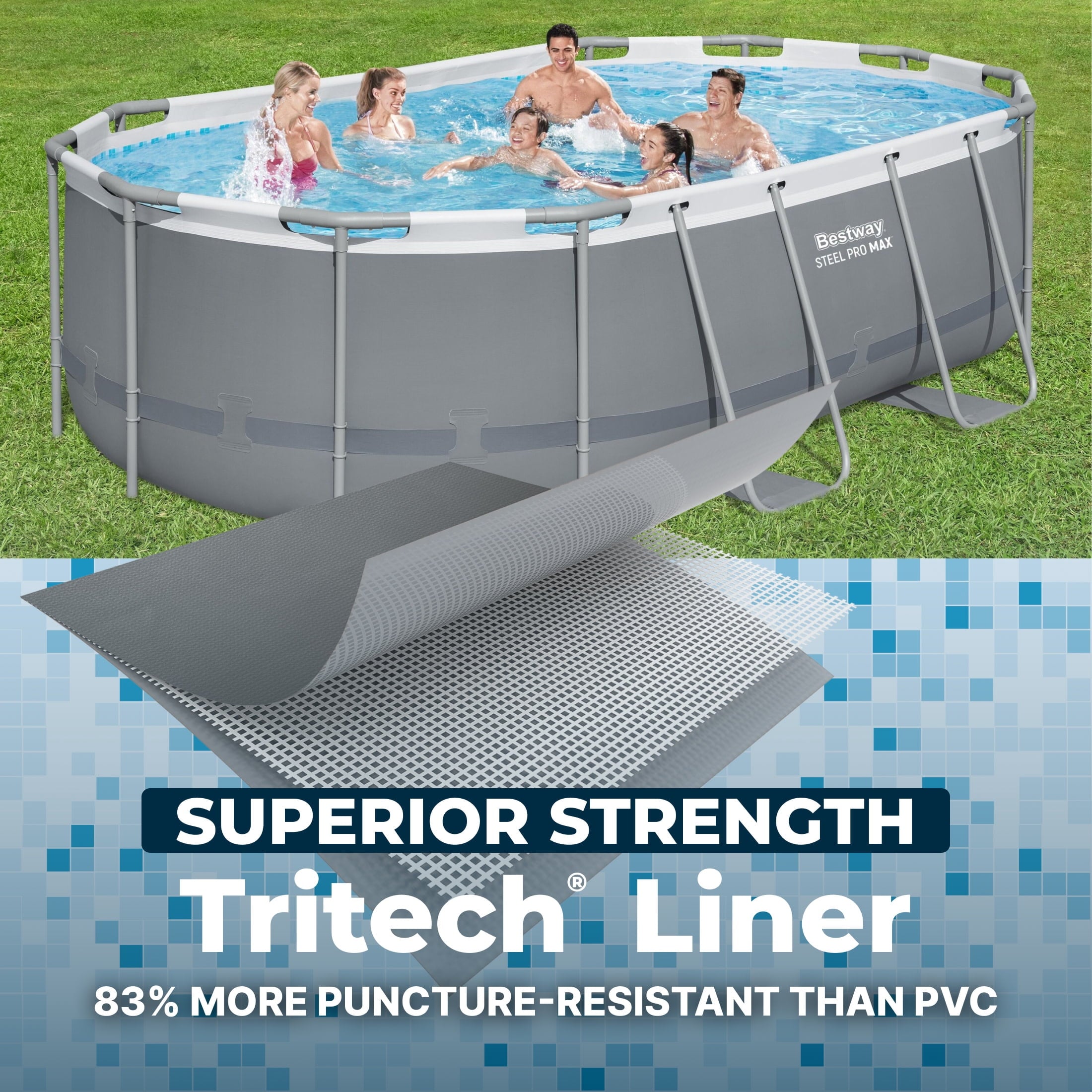 Bestway Steel Pro MAX 10 ft x 6 ft 7 In x 33 in, Oval Above Ground Pool Set, Outdoor Frame Swimming Pool