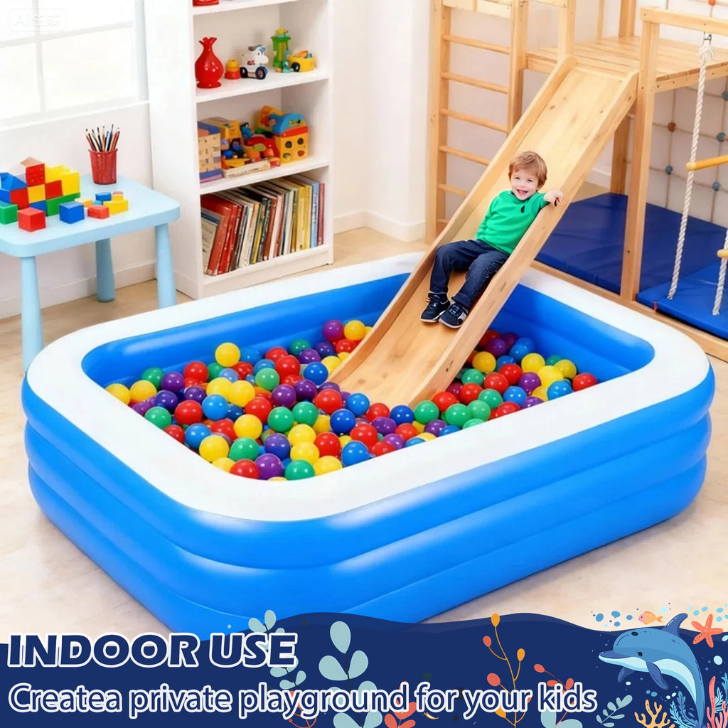 MoonSun Inflatable Pools Kiddie Pool, 71 x 47 x 24 Indoor Rectangle Swimming Pool for Kids, Toddlers, Infant, 3 Layers