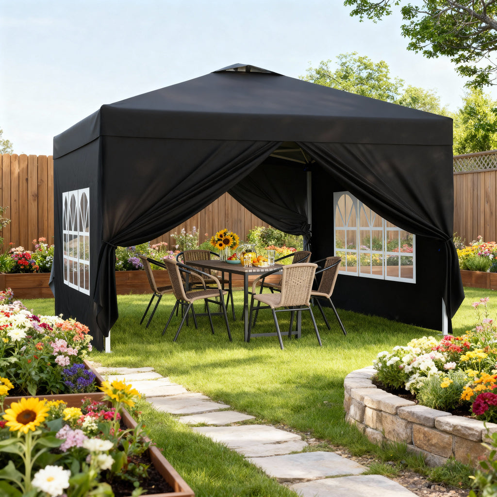 10x10 Pop-Up Canopy Tent with Removable Walls, 3 Height Adjustable Easy Set up Portable Gazebo, For Camping, White
