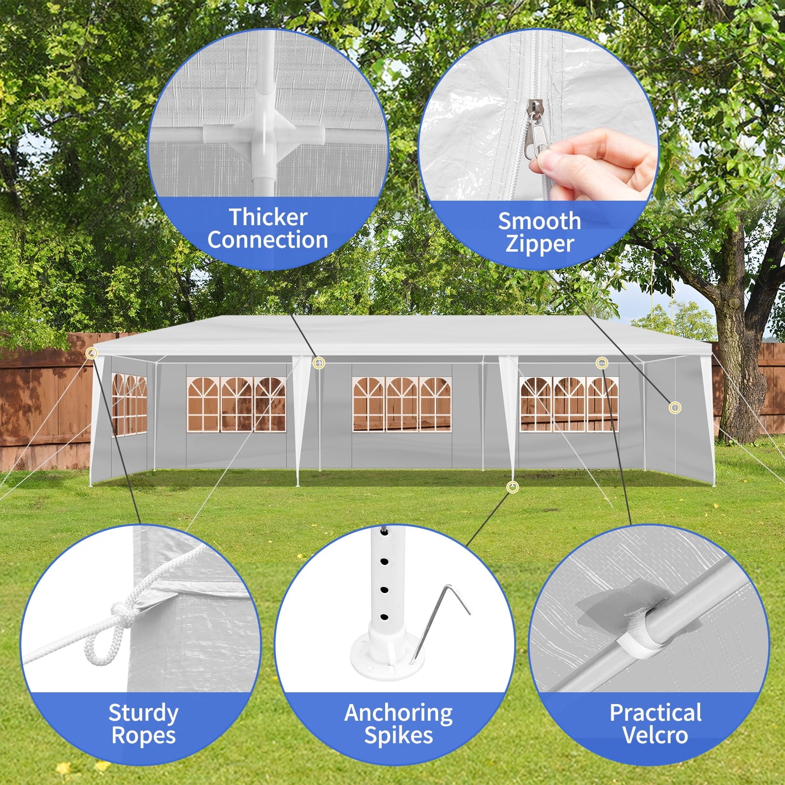 Ktaxon 10' X 30' Canopy Tent with 8 Side Walls for Party Wedding Camping and BBQ