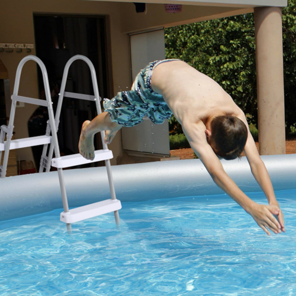 Alvantor 4-Step Above Ground Pool Ladder with Safety Buckle Foldable Entry Side 300 lb Capacity for Pools up to 52 in