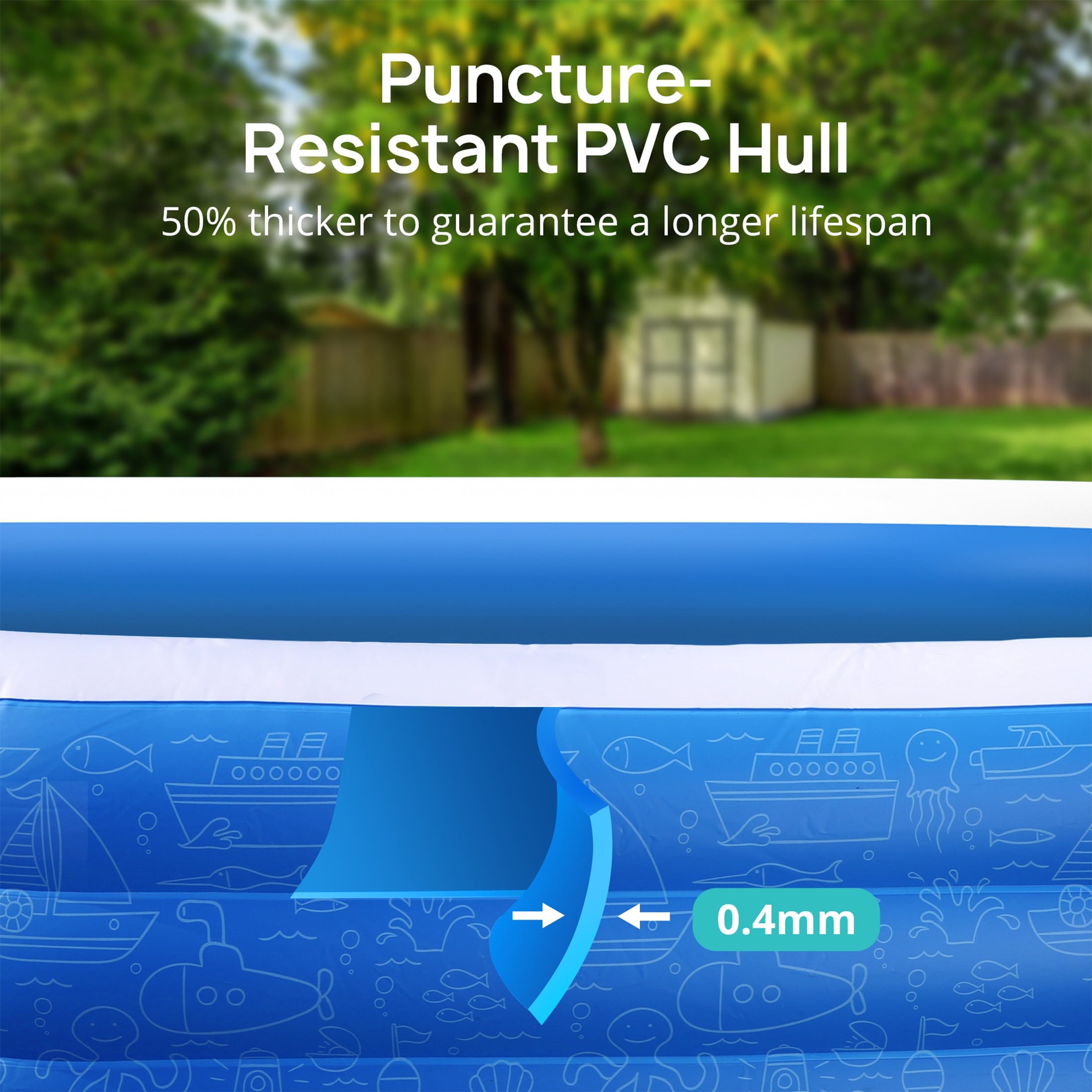 Inflatable Pool for Kids and Adults, 120 X 72 X 22 Oversized Thickened Family Swimming Pool for Toddlers, Outdoor, Garden, Backyard, Summer Water Party