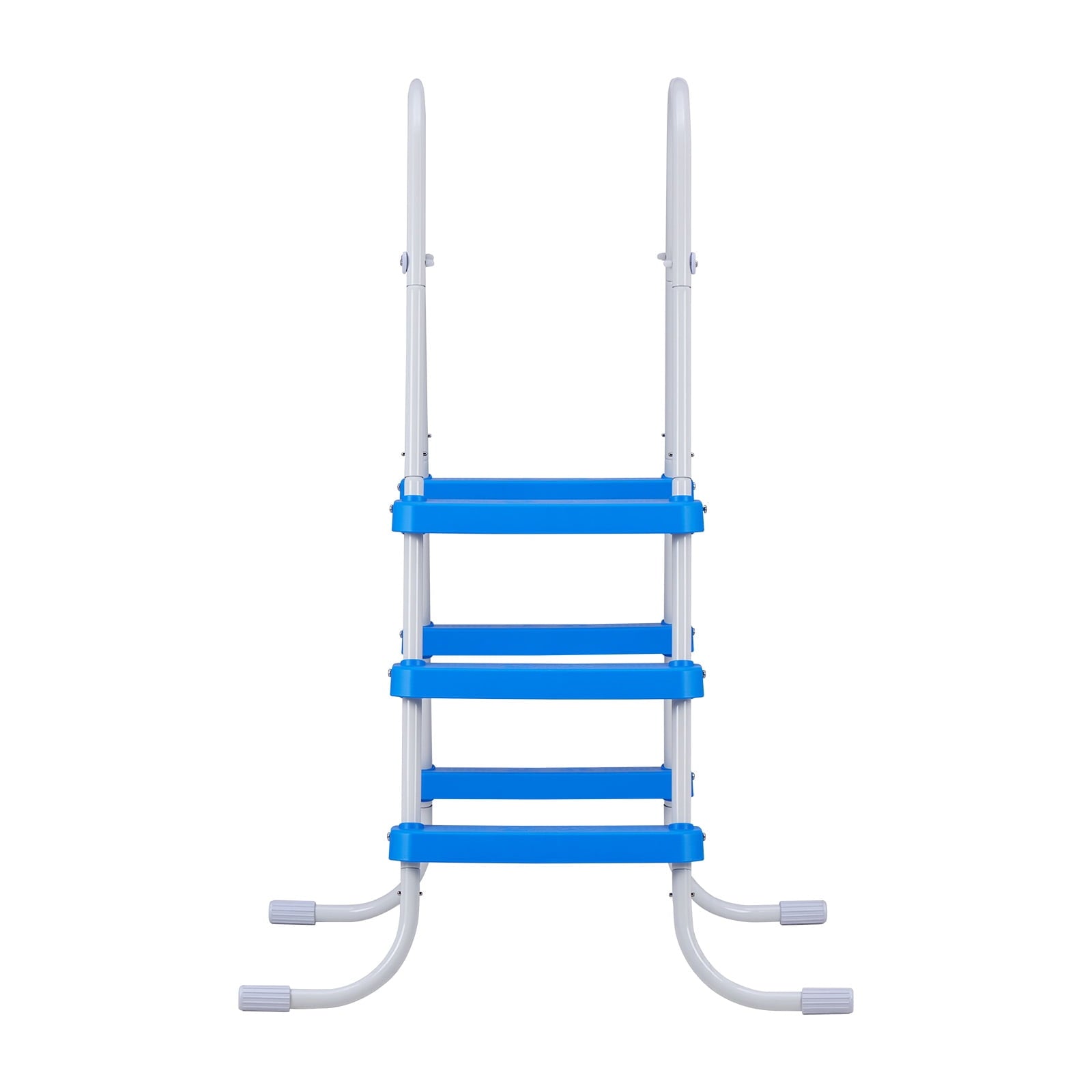 KFFKFF 4-Step Steel A-Frame Pool Ladder for Above-Ground Pools, Designed for 48-Inch Walls, 300 lbs Weight Capacity, Non-Slip Wide Steps, Easy Assembly, Gray and White