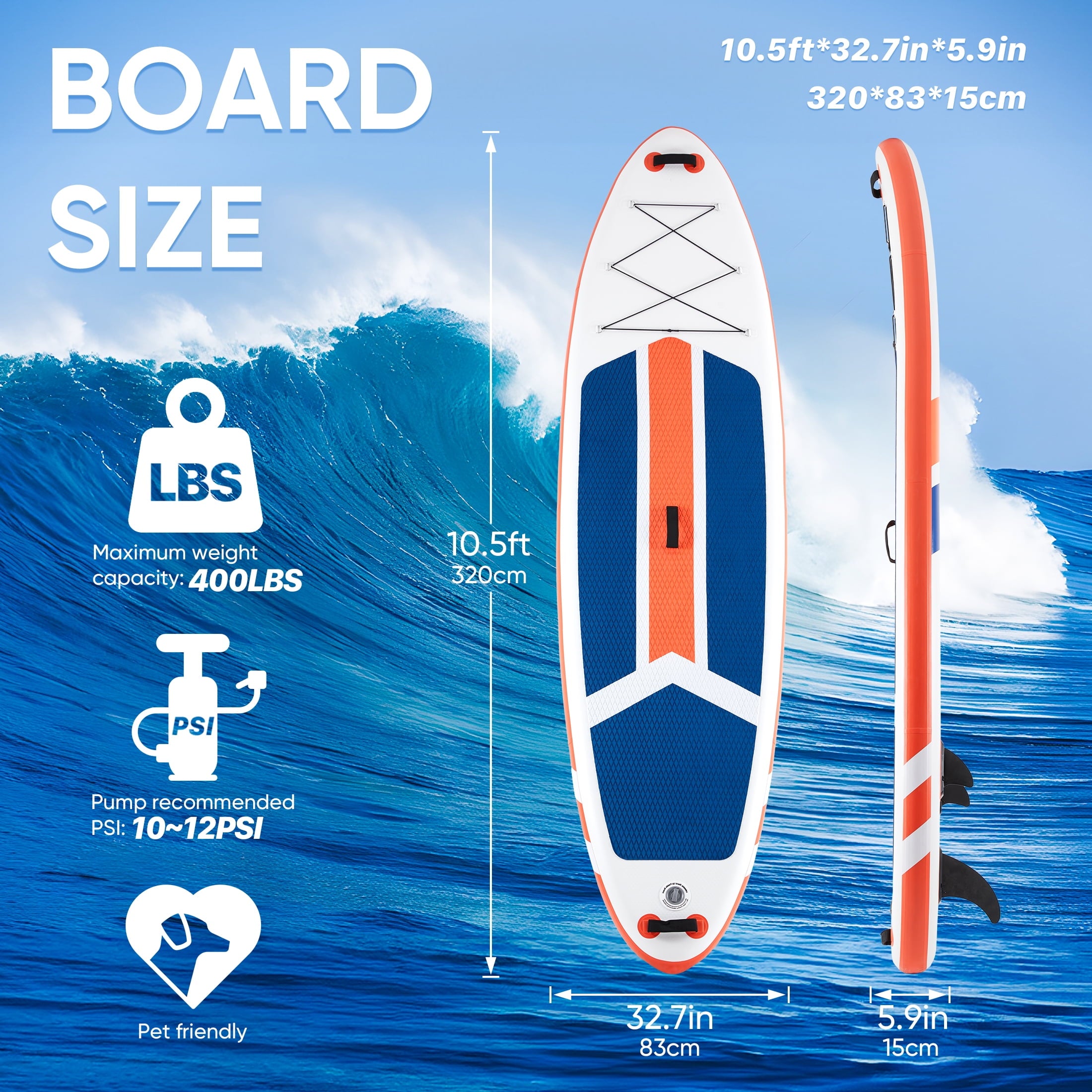 ZUNMOS 10.5ft Inflatable Stand Up Paddle Board, Non-Slip Deck, Complete SUP Accessories Set for All Skill Levels, Brown and Green