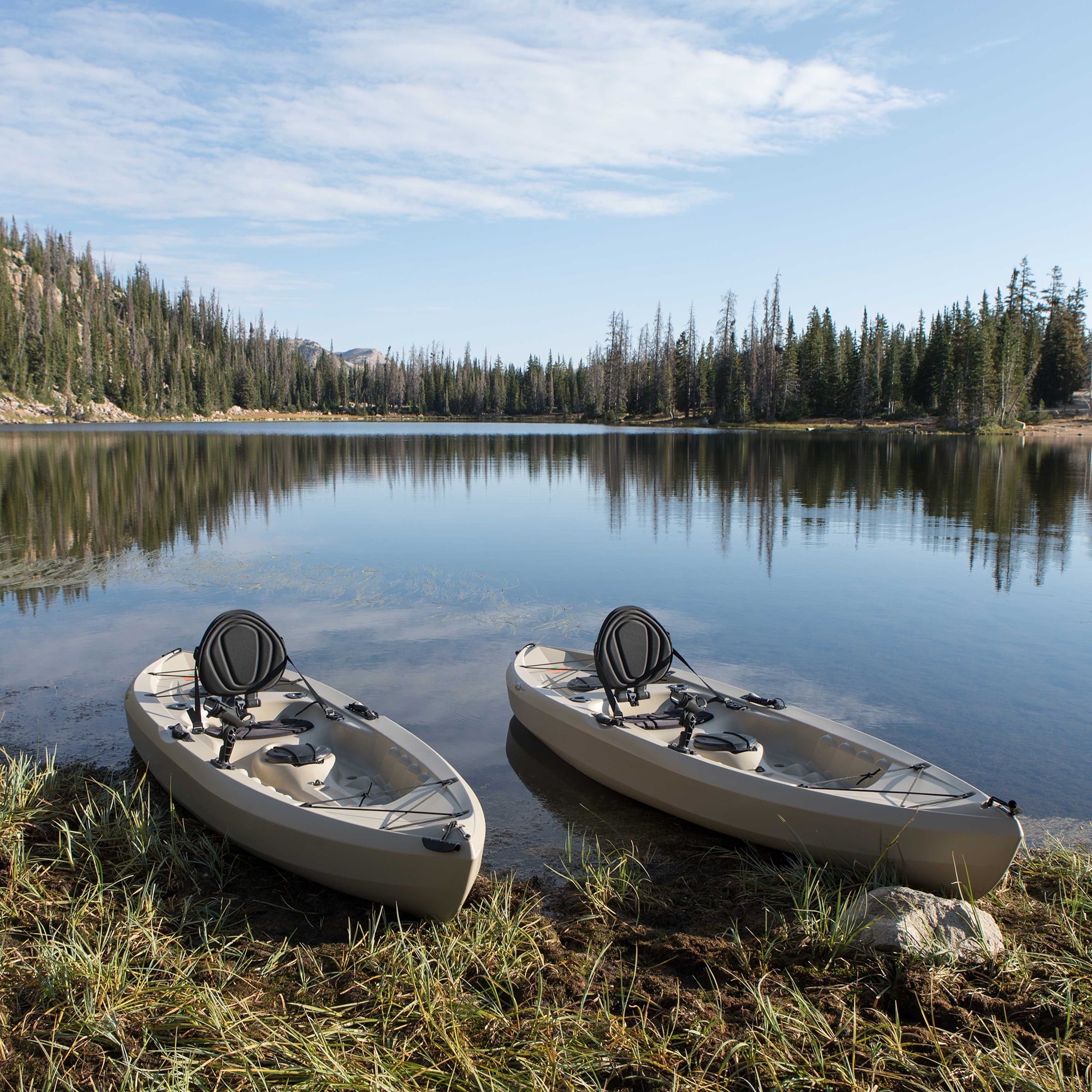 Lifetime Tamarack Angler 10 ft Sit-On-Top Fishing Kayak with Paddles, 2 Pack, Tan (90806)