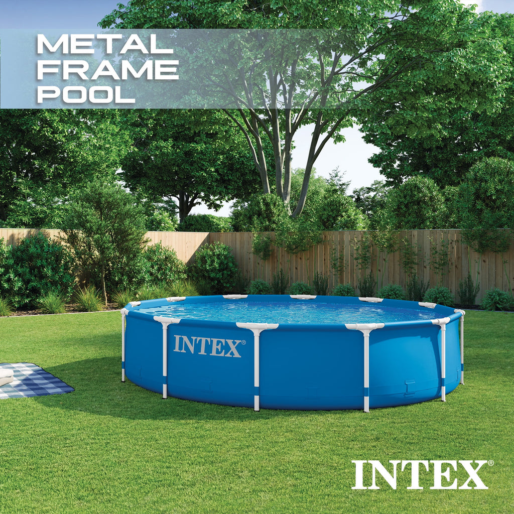 INTEX Metal Frame 12’ x 30” Above Ground Swimming Pool with Filter Pump