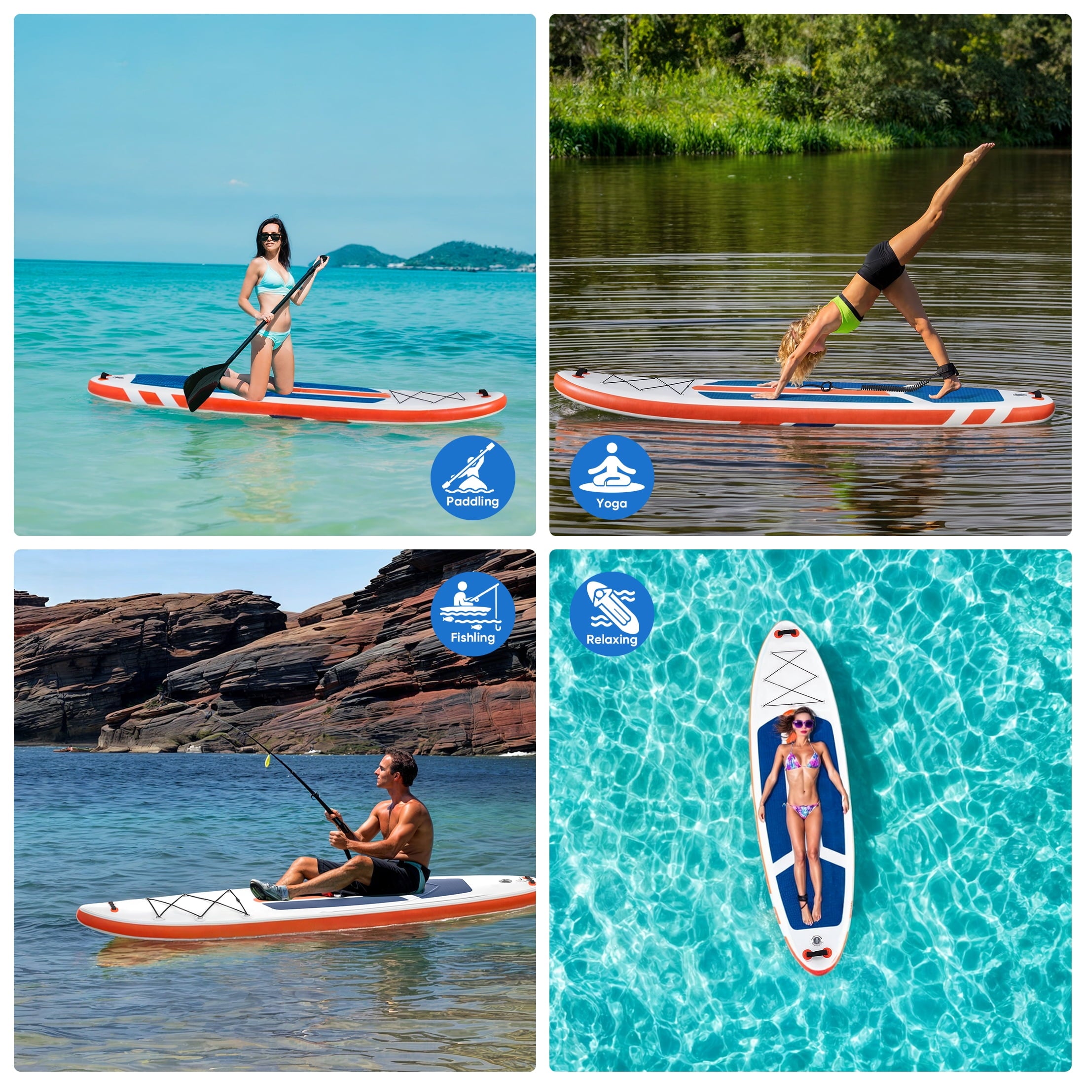 ZUNMOS 10.5ft Inflatable Stand Up Paddle Board, Non-Slip Deck, Complete SUP Accessories Set for All Skill Levels, Brown and Green