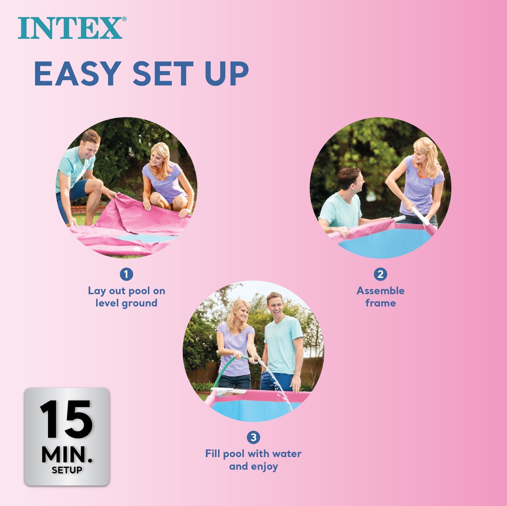 Intex Mini Frame Pool, Blue - 48 x 48 x 12 inches (L x W x H)
