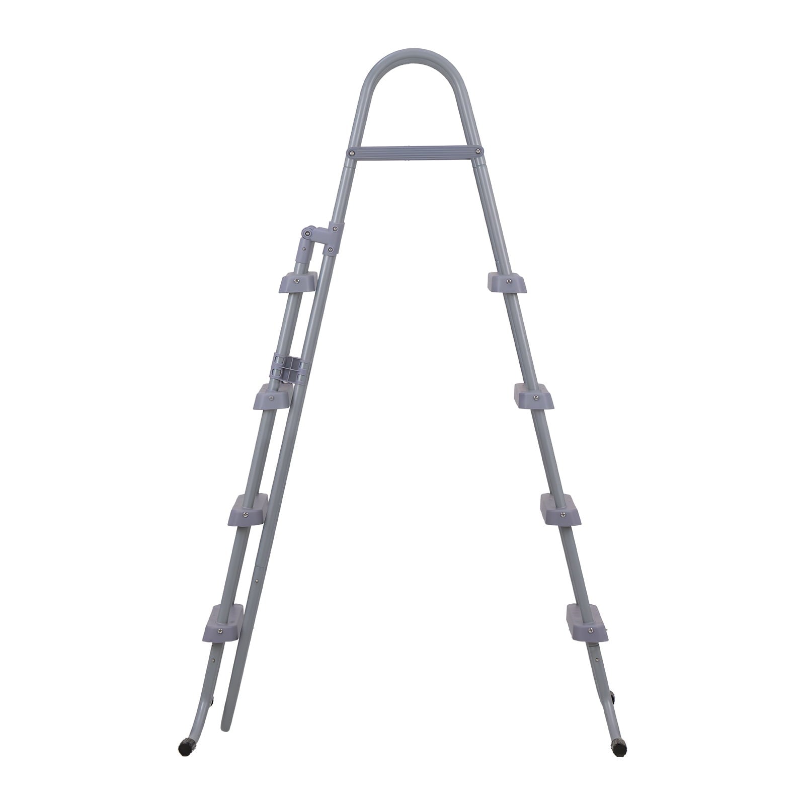 KFFKFF 4-Step Steel A-Frame Pool Ladder for Above-Ground Pools, Designed for 48-Inch Walls, 300 lbs Weight Capacity, Non-Slip Wide Steps, Easy Assembly, Gray and White