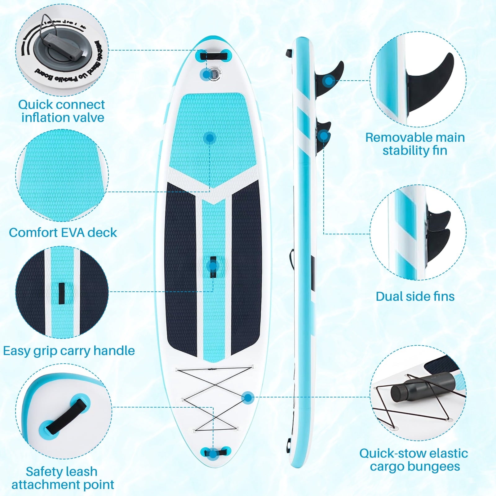 TINKLE WELL Inflatable Stand Up Paddle Board (SUP) Kit, Ultra-Stable Wide Design w/Non-Slip Deck & 2-in-1 Adjustable Paddle, Complete Set for Beginners/Experts, Youth & Adults, Organe