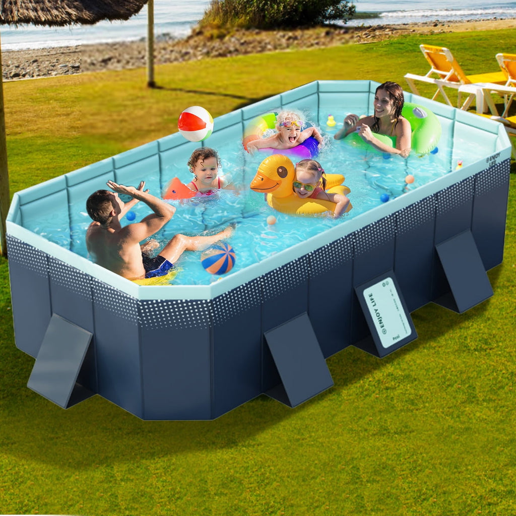 Liyufly Foldable Swimming Pool, Indoor Outdoor Above Ground Pools,Non-Inflatable Extra Large Family Pools for Kids and Adults (82x55x21)
