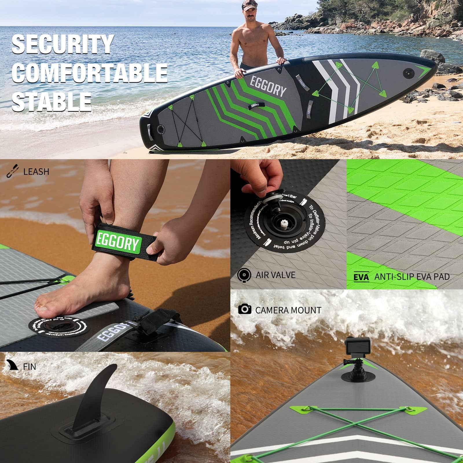 EGGORY 11 ft Inflatable Paddle Boards Stand Up Paddle Board with Premium SUP Accessories for Youth & Adults