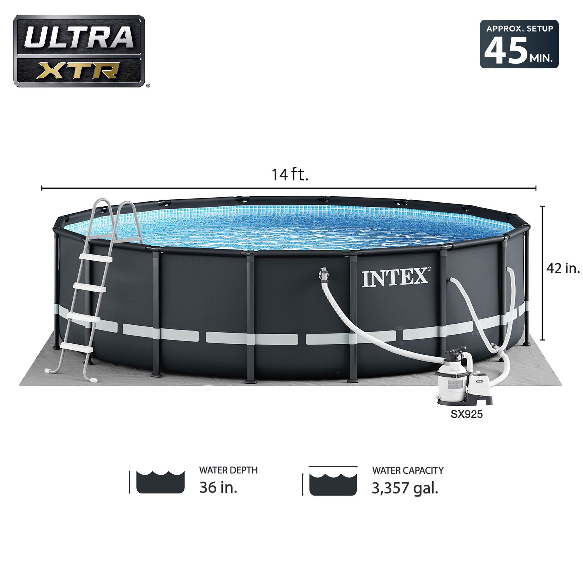 INTEX Ultra XTR 14ft x 42in Above Ground Swimming Pool Set w/ Filter Pump