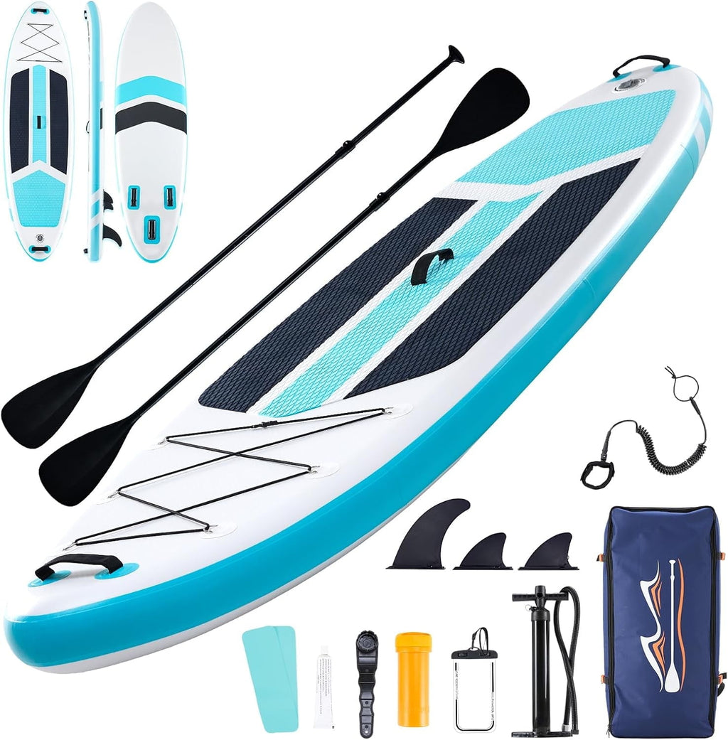CONCETTA Inflatable Paddle Board,Equipped With SUP Paddle Board Accessories, The Non-slip EVA Deck Design Restarts The Surfboard,Surfboard for Youth&Adults of All Skill Levels，Brown Green