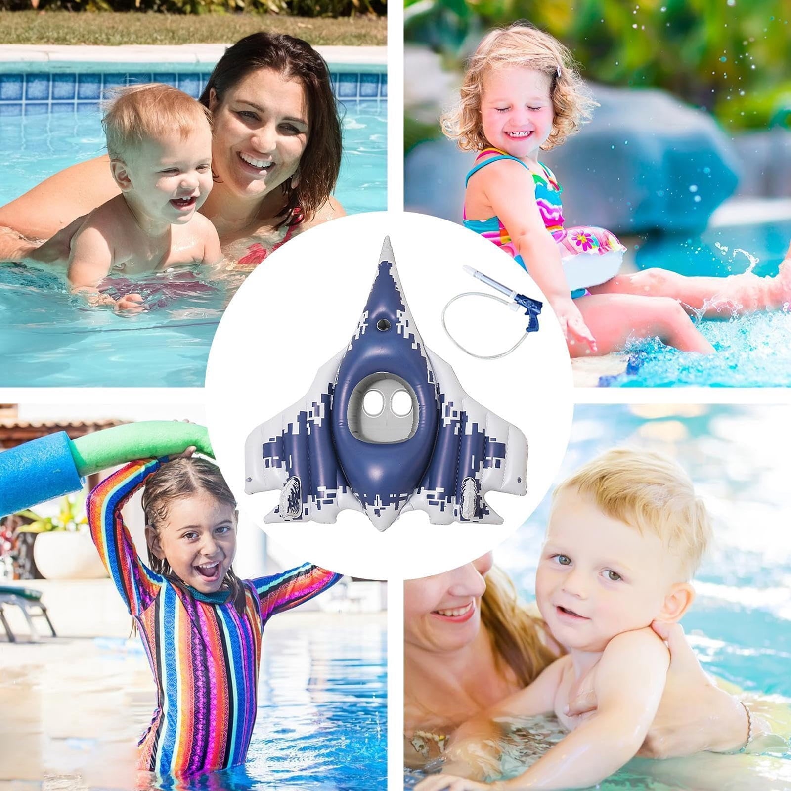 Airplane-Shaped Inflatable Swim Float Seat, PVC Safety Pool Float, Portable Inflatable Swimming Ring for Pool, Bathroom, River & Summer Water Activities