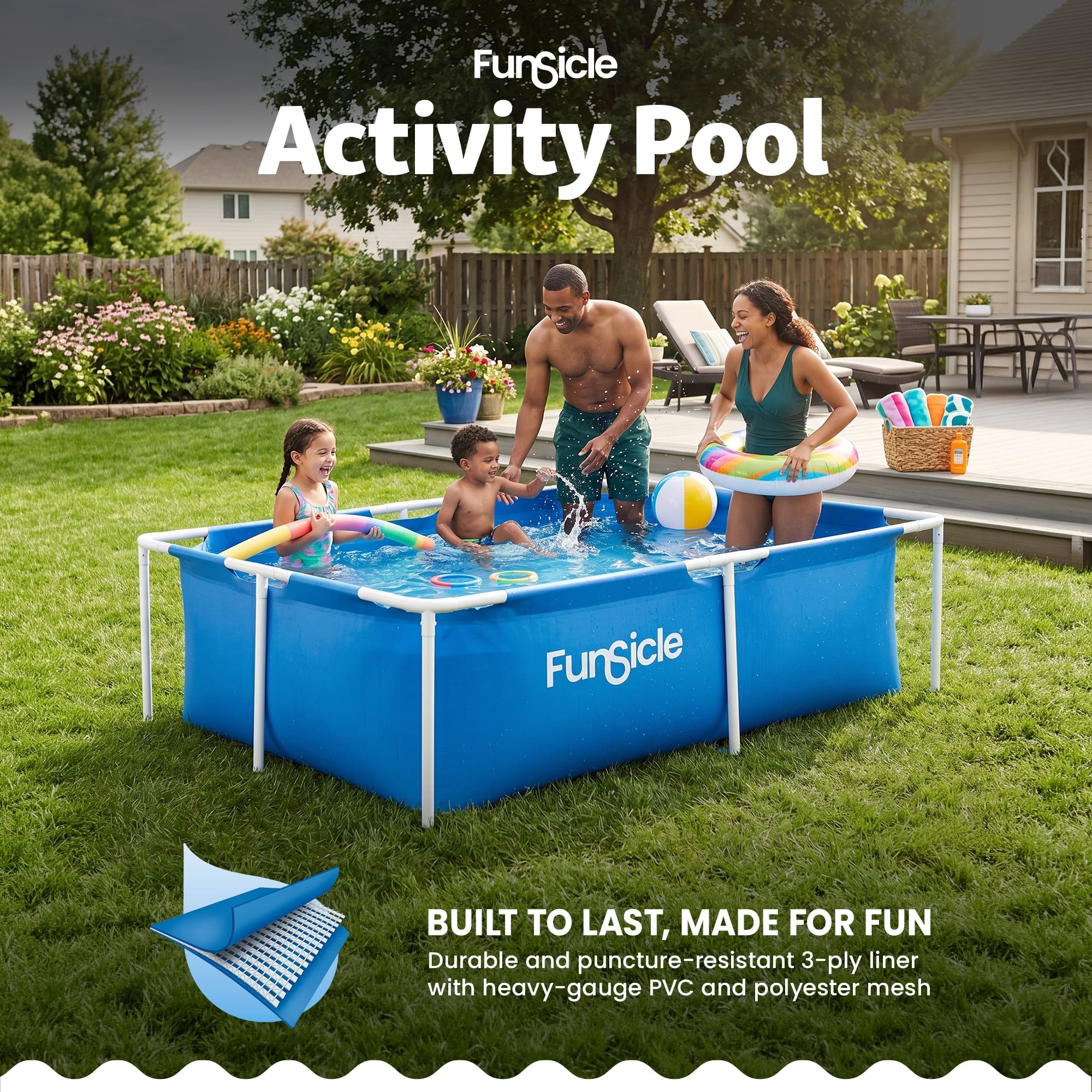 Funsicle Activity Lap 7' x 5' x 24 Family Above Ground Swimming Pool