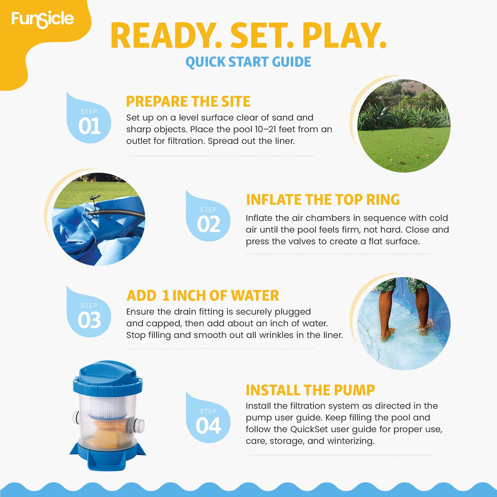 Funsicle 12ft x 30in Round Sea-Thru QuickSet Above Ground Pool with Cartridge Filter Pump, Age 6 & up