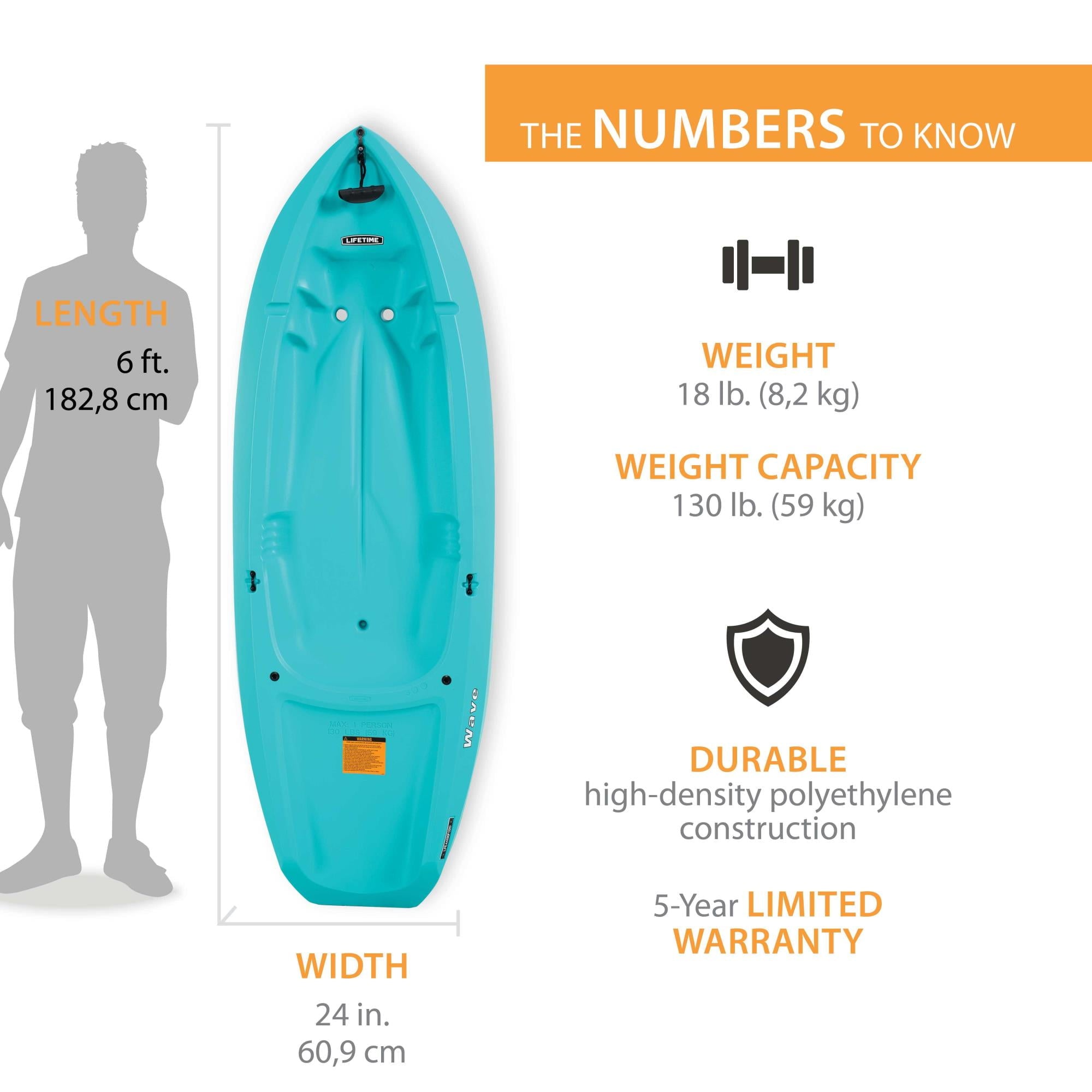 Lifetime Wave 6 ft Youth Sit-On-Top Kayak with Paddle, Fire Red (91401)