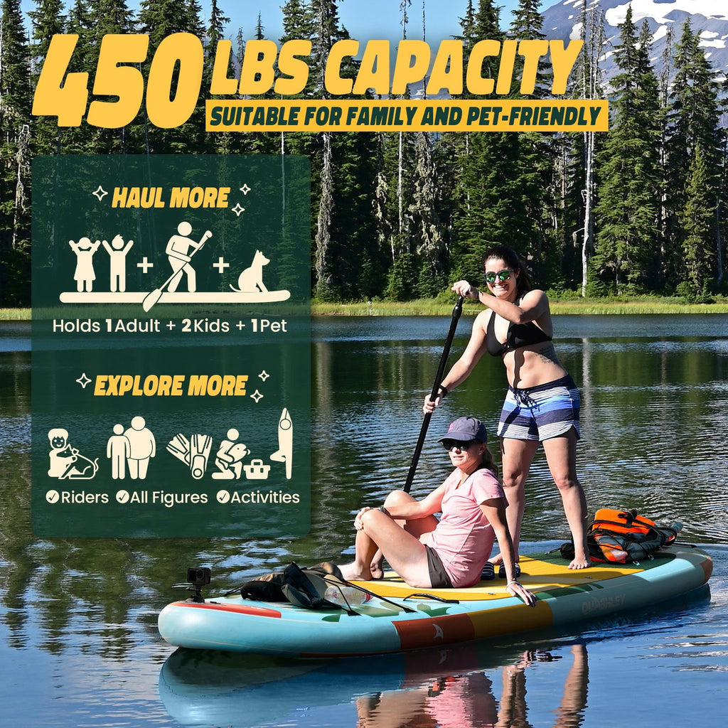 Quashley Inflatable Paddle Board 11' x 34 Wide All-Around SUP with Paddle, Pump, Backpack & Leash