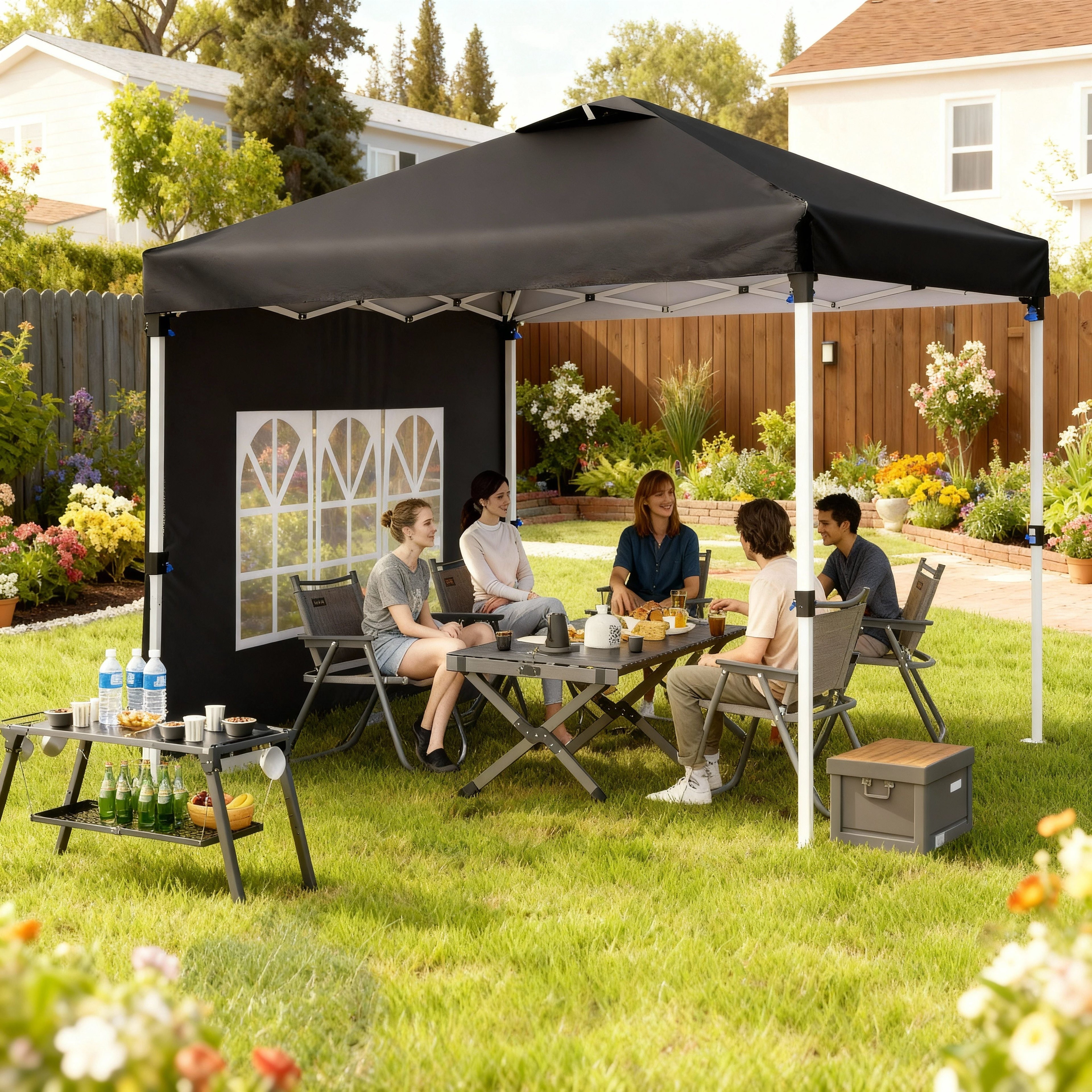 10x10 Pop-Up Canopy Tent with Removable Walls, 3 Height Adjustable Easy Set up Portable Gazebo, For Camping, White