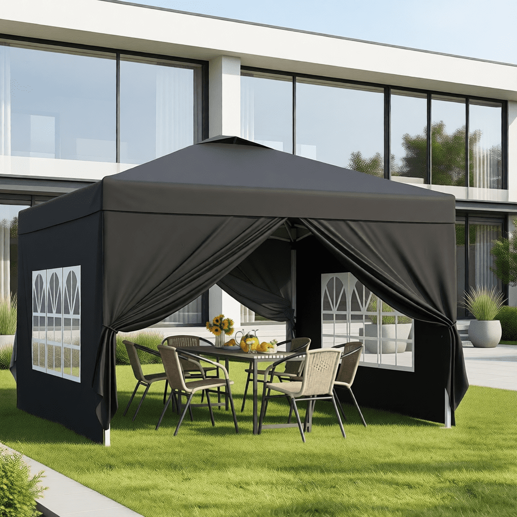 10x10 Pop-Up Canopy Tent with Removable Walls, 3 Height Adjustable Easy Set up Portable Gazebo, For Camping, White