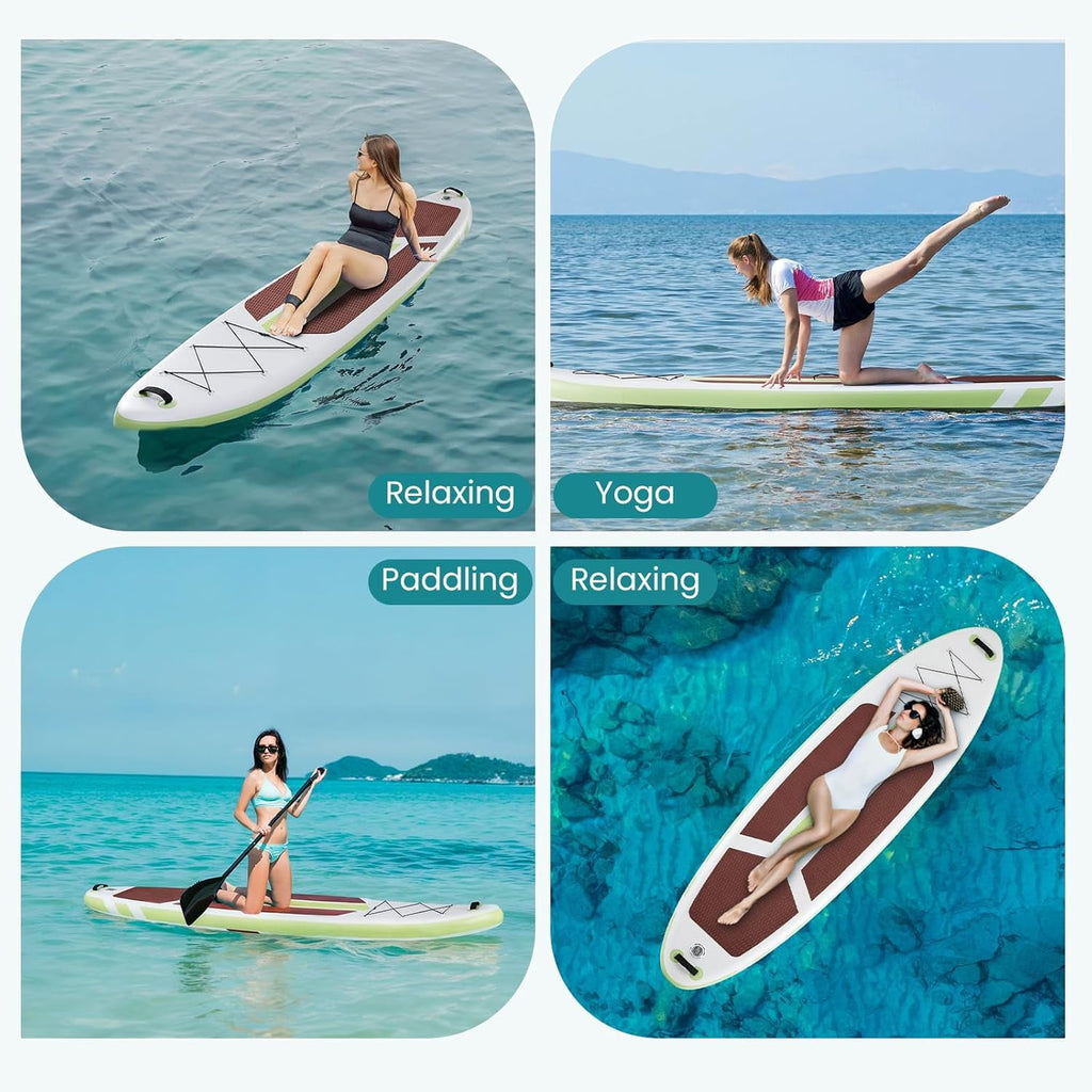CONCETTA Inflatable Paddle Board,Equipped With SUP Paddle Board Accessories, The Non-slip EVA Deck Design Restarts The Surfboard,Surfboard for Youth&Adults of All Skill Levels，Brown Green