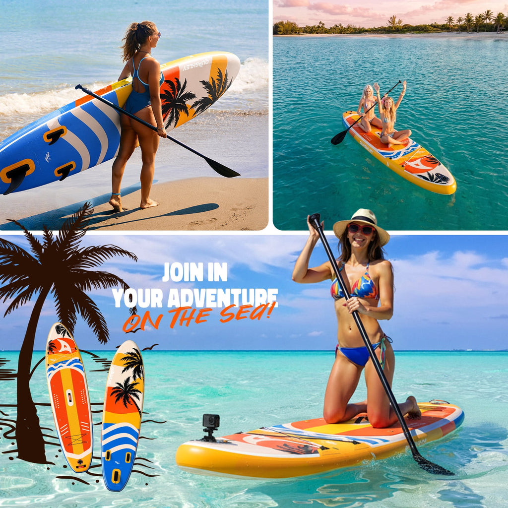 Quashley Inflatable Paddle Board 11' x 34 Wide All-Around SUP with Paddle, Pump, Backpack & Leash