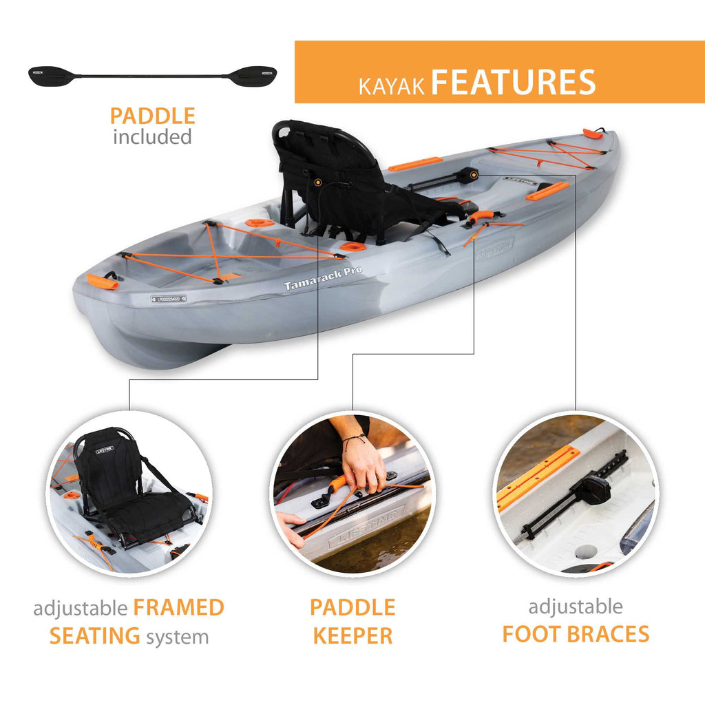 Lifetime Tamarack Pro-Comfort 10 ft 3 in Sit-On-Top Kayak with Paddle, Eclipse Fusion (91058)