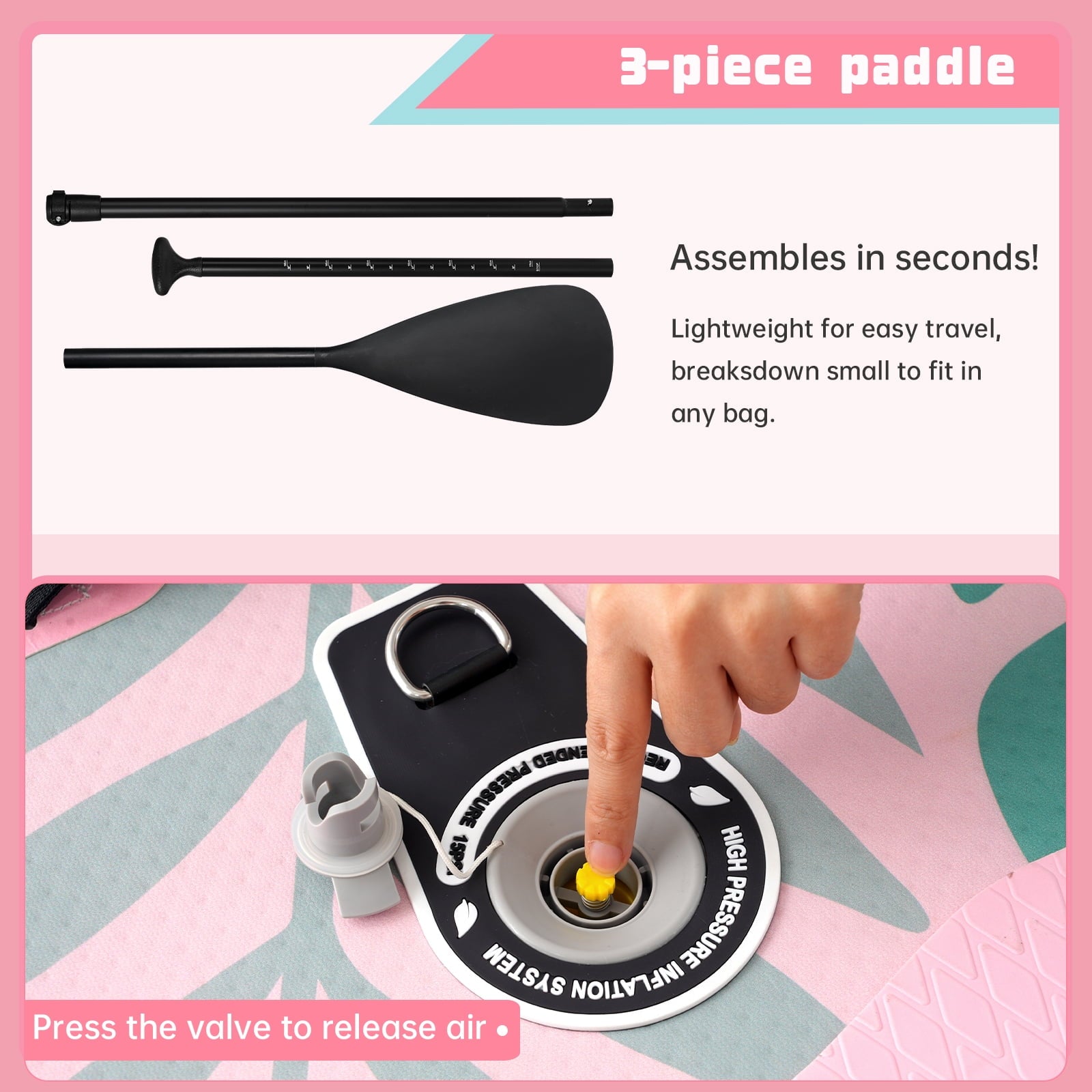 Quashley Inflatable Paddle Board 11' x 34 Wide All-Around SUP with Paddle, Pump, Backpack & Leash