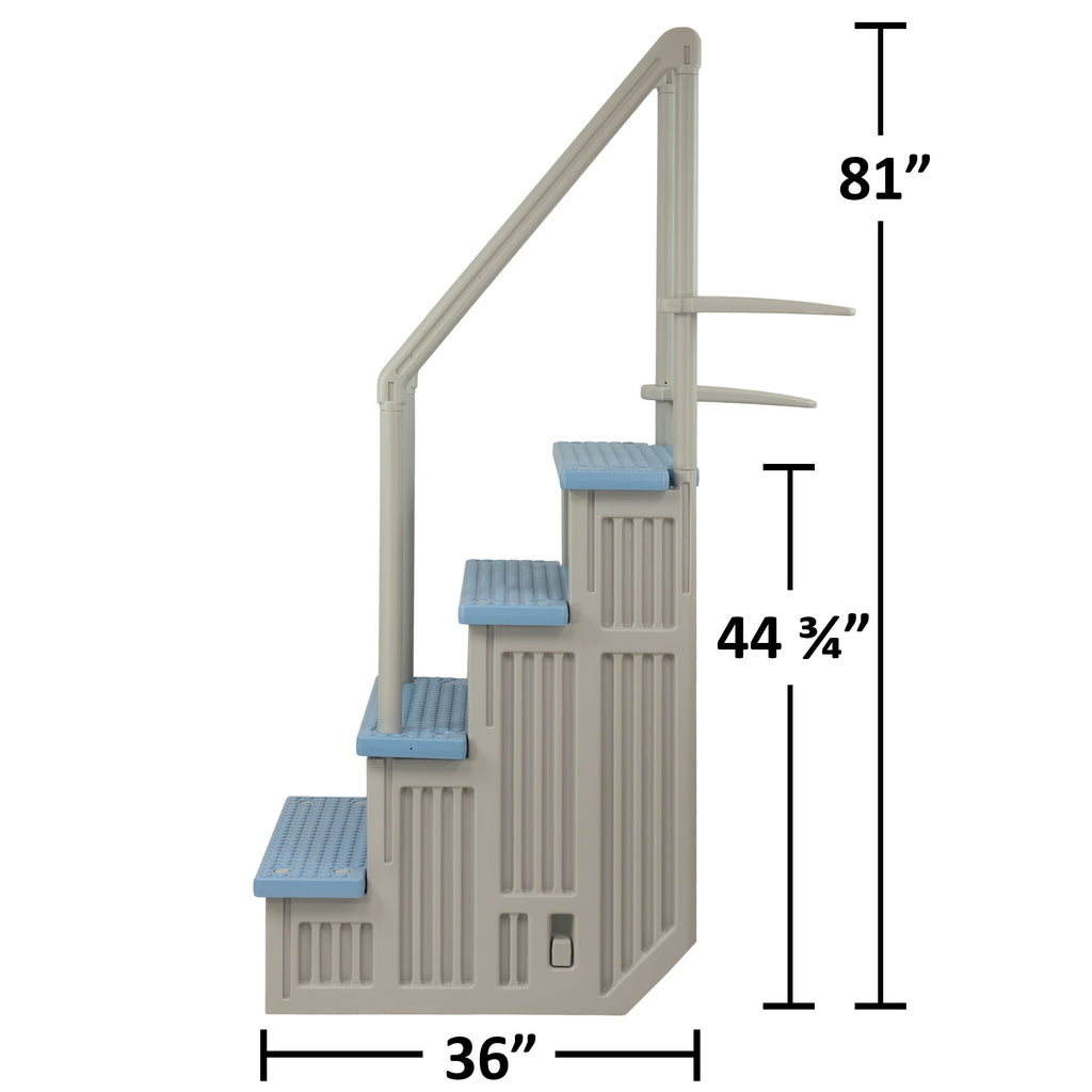 Aqua Select White Outside Flip-up Safety Ladder for Above Ground Pools 48-54H