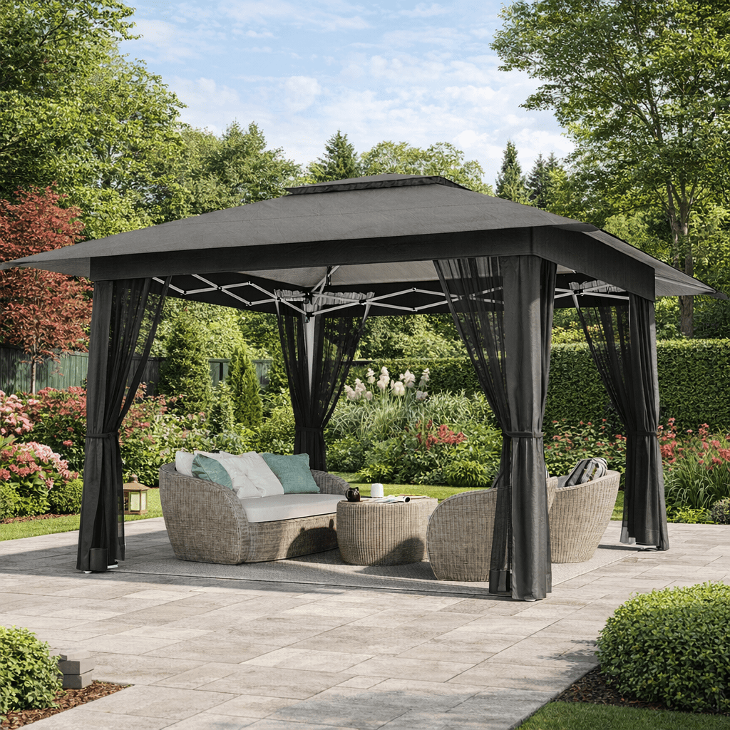 10x10 Pop-Up Canopy Tent with Removable Walls, 3 Height Adjustable Easy Set up Portable Gazebo, For Camping, White