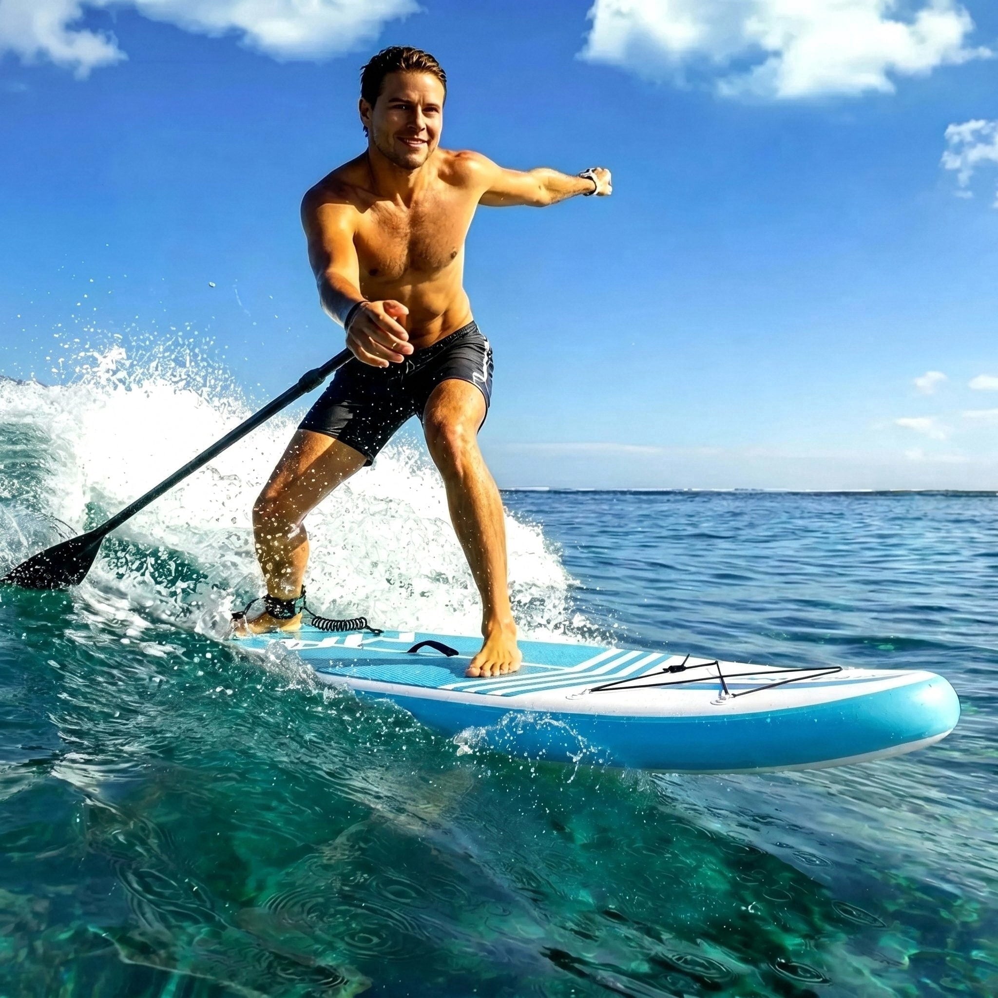 Naipo 10 in Inflatable Stand up Paddle Board 6 in Thick  SUP Paddle Board with Paddleboard Accessories Triple Action Pump Fishing Green