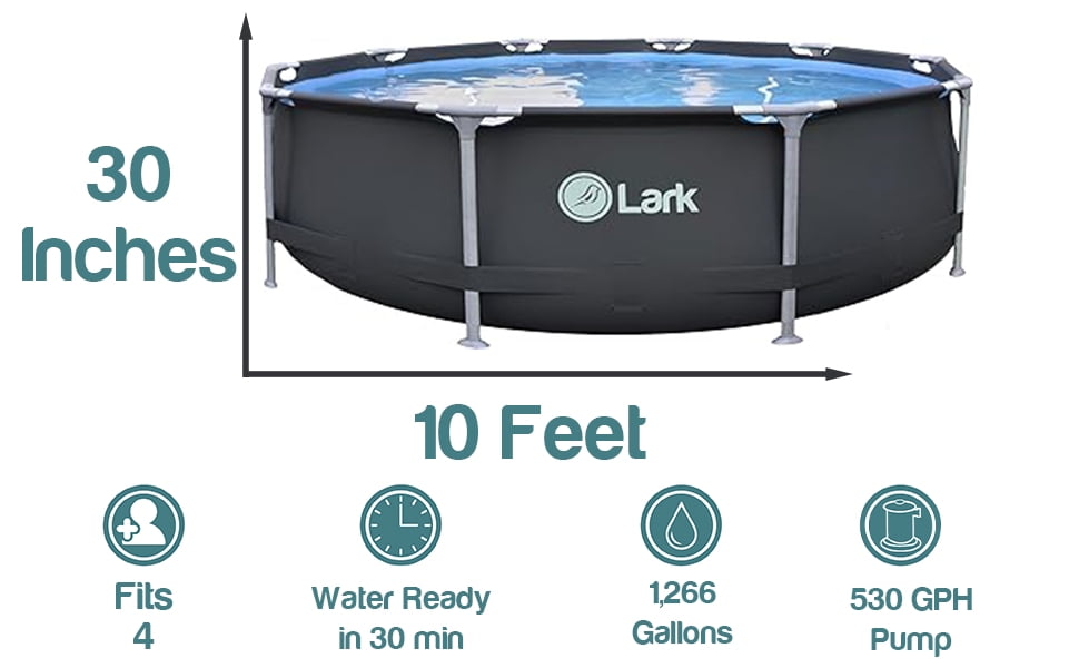 Lark Rustproof 12' ft. x 30 inch Fiberglass Frame Backyard Above Ground Swimming Pool with 530-Gallon Filtration Pump