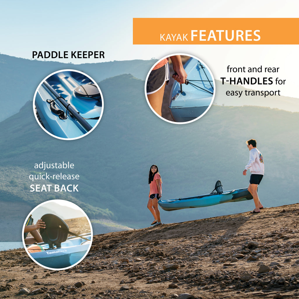 Lifetime Tamarack Angler 10 ft Sit-On-Top Fishing Kayak with Paddles, 2 Pack, Tan (90806)