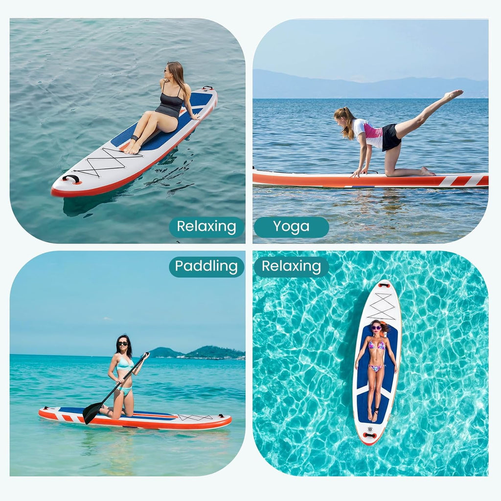 CONCETTA Inflatable Paddle Board,Equipped With SUP Paddle Board Accessories, The Non-slip EVA Deck Design Restarts The Surfboard,Surfboard for Youth&Adults of All Skill Levels，Brown Green