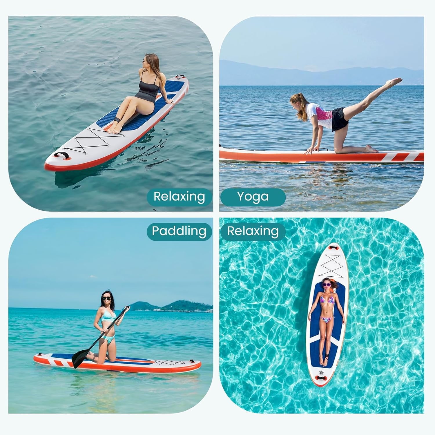CONCETTA Inflatable Paddle Board,Equipped With SUP Paddle Board Accessories, The Non-slip EVA Deck Design Restarts The Surfboard,Surfboard for Youth&Adults of All Skill Levels，Brown Green