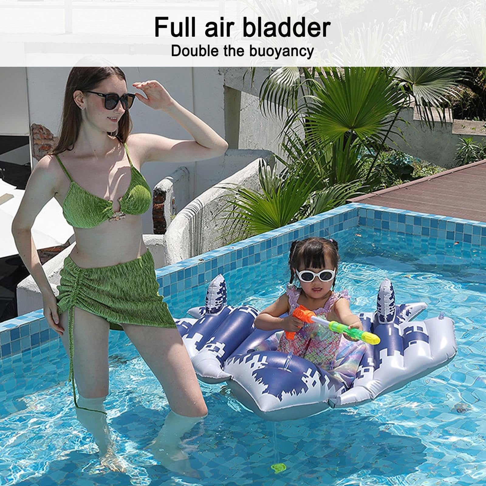 Airplane-Shaped Inflatable Swim Float Seat, PVC Safety Pool Float, Portable Inflatable Swimming Ring for Pool, Bathroom, River & Summer Water Activities