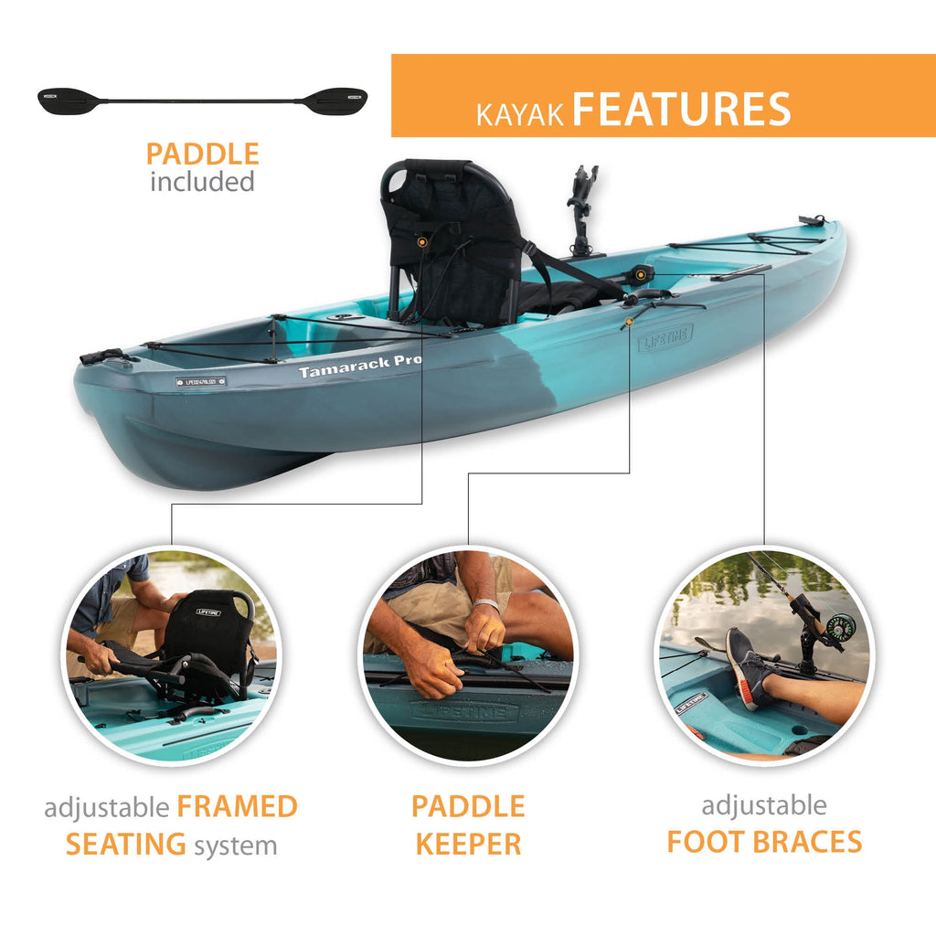 Lifetime Tamarack Pro-Comfort 10 ft 3 in Sit-On-Top Kayak with Paddle, Eclipse Fusion (91058)