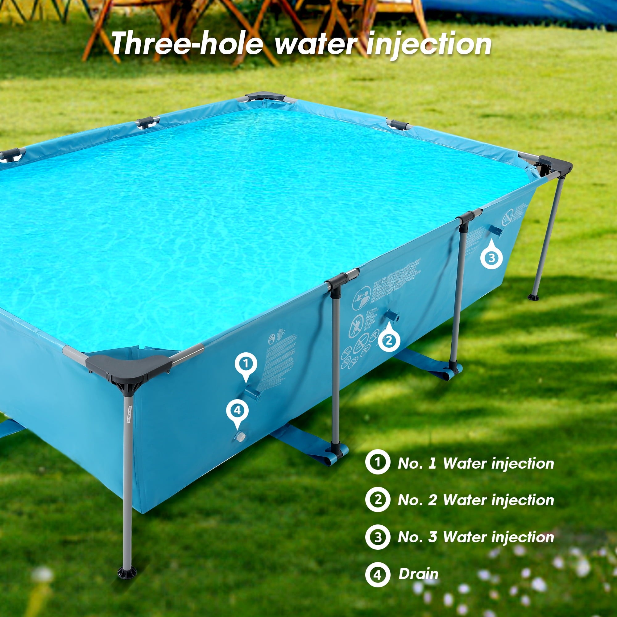 Naipo 15FT Above Ground Swimming Pool for Backyard Large Steel Frame Upgraded PVC Swimming Pools for Family and Pets with 177 × 86in