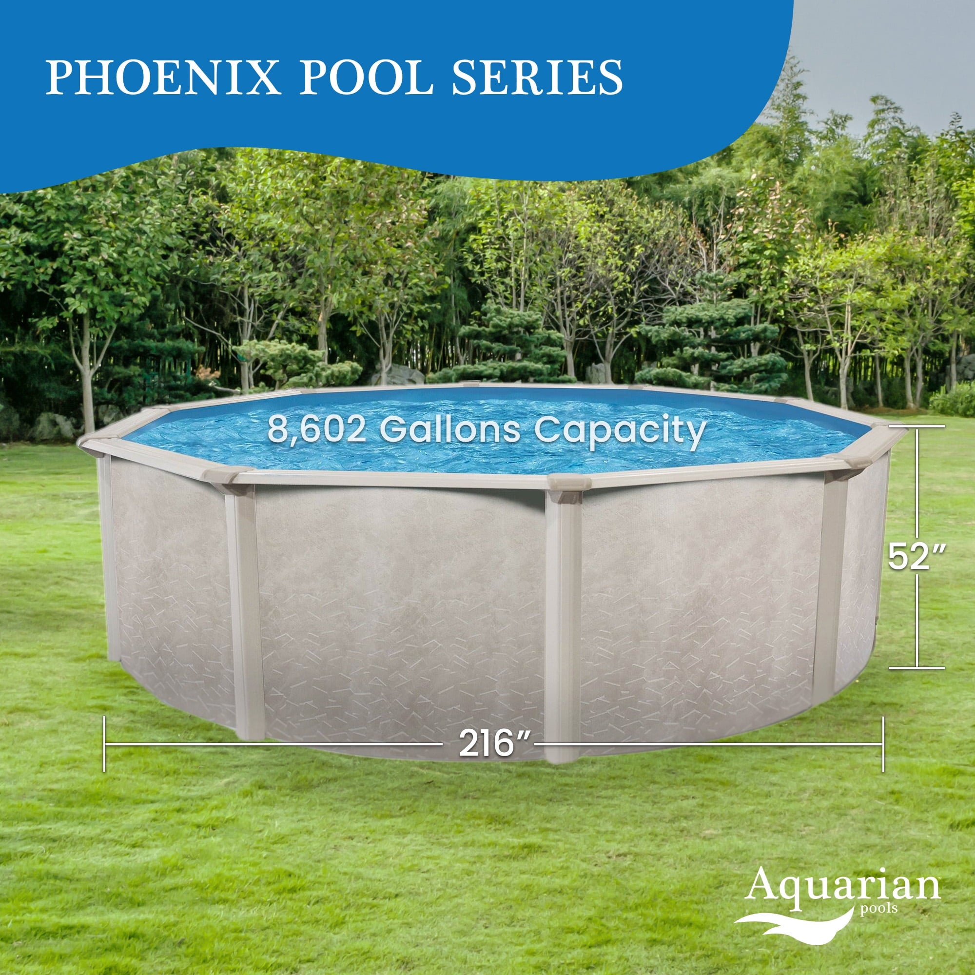 Aquarian Phoenix 18' x 52 Steel Frame DIY Family Size Above Ground Pool