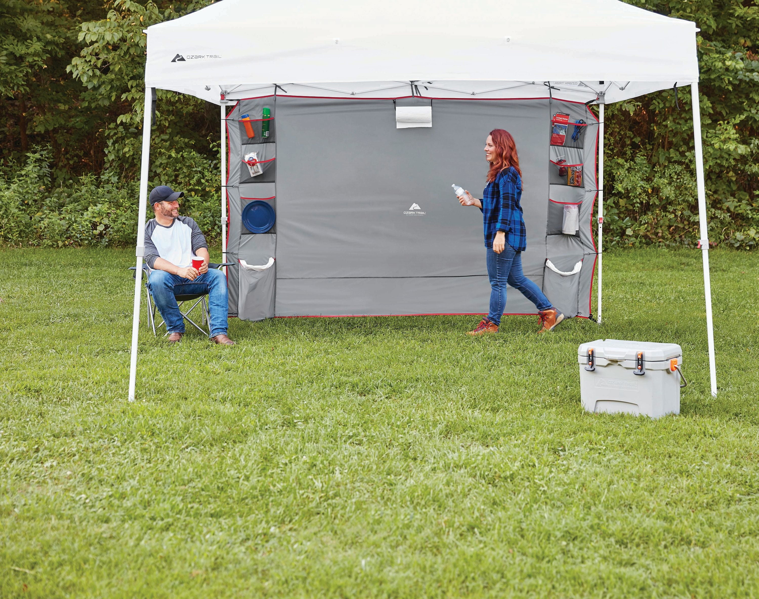 Ozark Trail Shade Wall, 10' x 6' with Organizer Pockets for Instant Outdoor Canopy - (10' x 10' Straight-Leg Canopy)